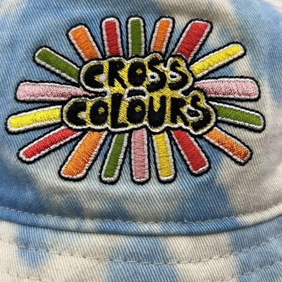 Cross Colours Sunshine Logo Bleached Tie Dye Cloud 90sY2K Embroidered Bucket Hat - Picture 4 of 13